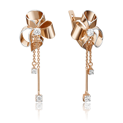 

Серьги подвески из красного золота PLATINA jewelry 02-4349-00, фианит, 02-4349-00