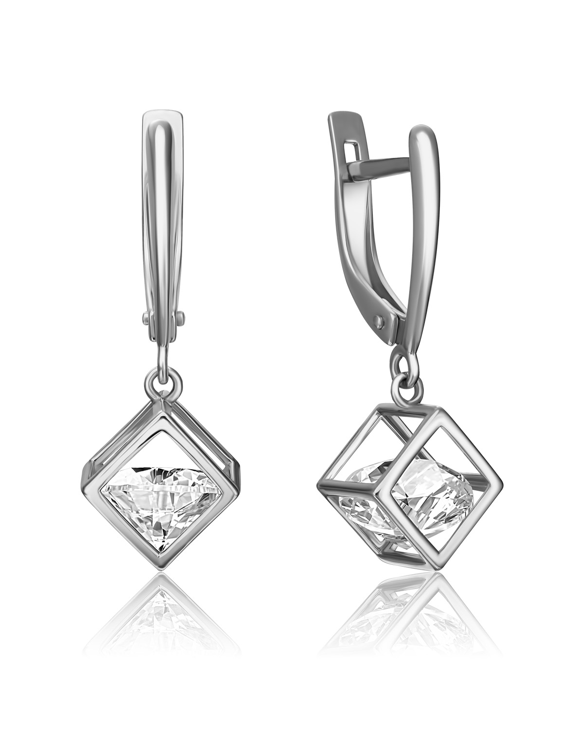 

Серьги подвески из белого золота PLATINA jewelry 02-4343-00, фианит, 02-4343-00