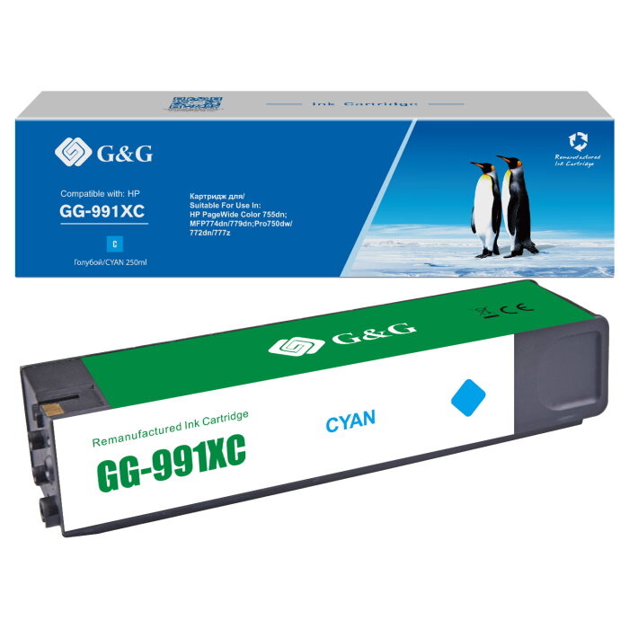 Картридж для струйного принтера G&G (GG-991XC(0)) голубой, совместимый