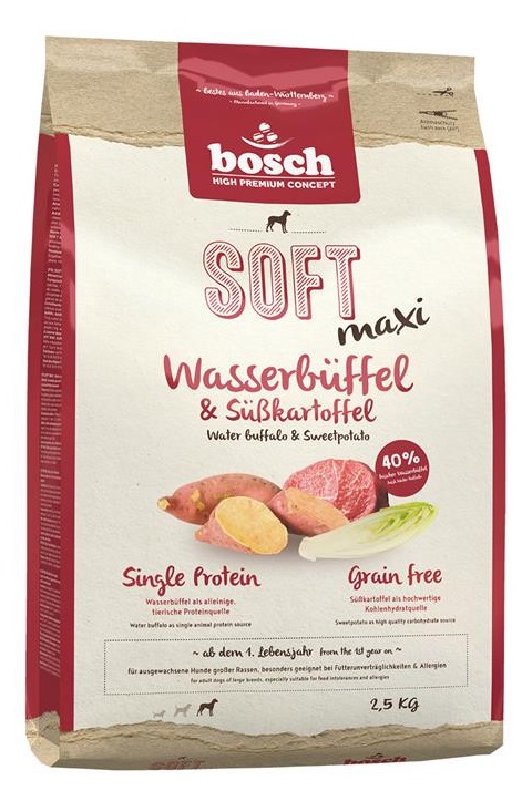 

Сухой корм для собак Bosch Soft Maxi , буйвол, 2,5кг, Soft Max