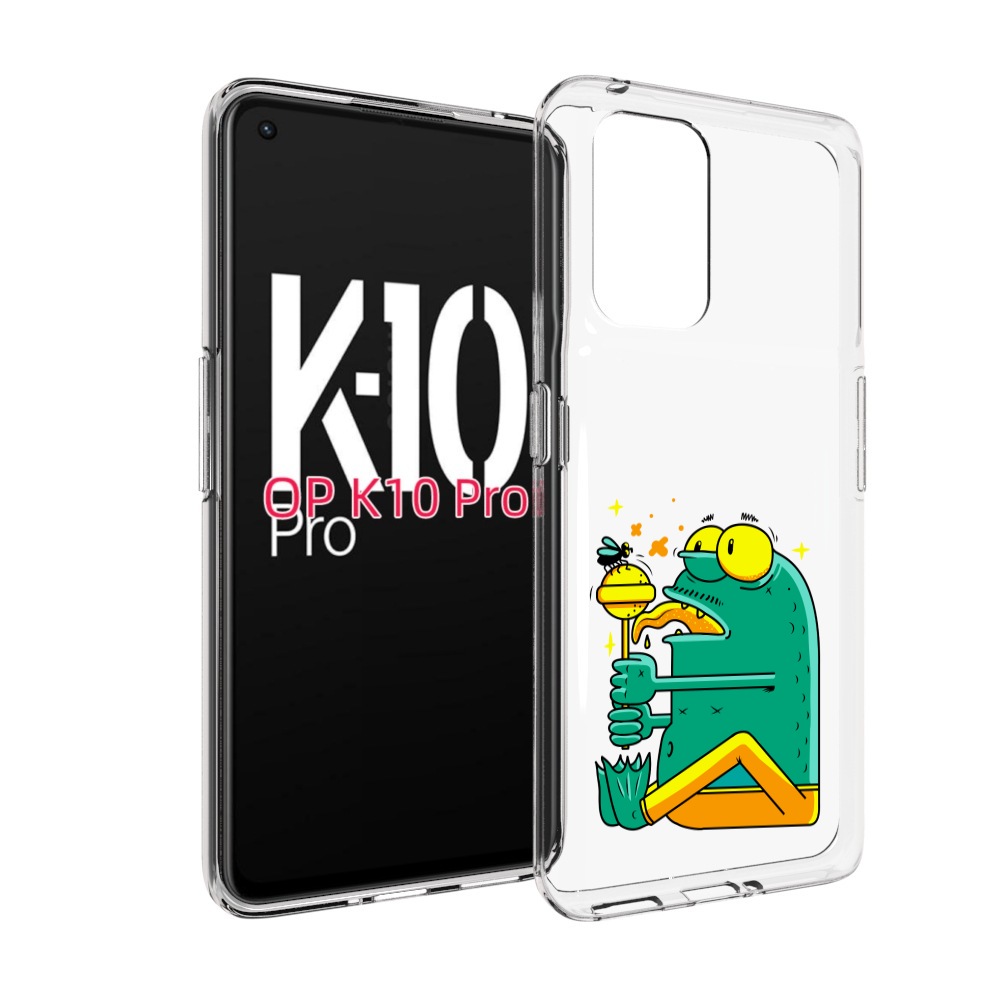 

Чехол MyPads Зеленая лягушка с чупа чупсом для OPPO K10 Pro, Прозрачный, Tocco