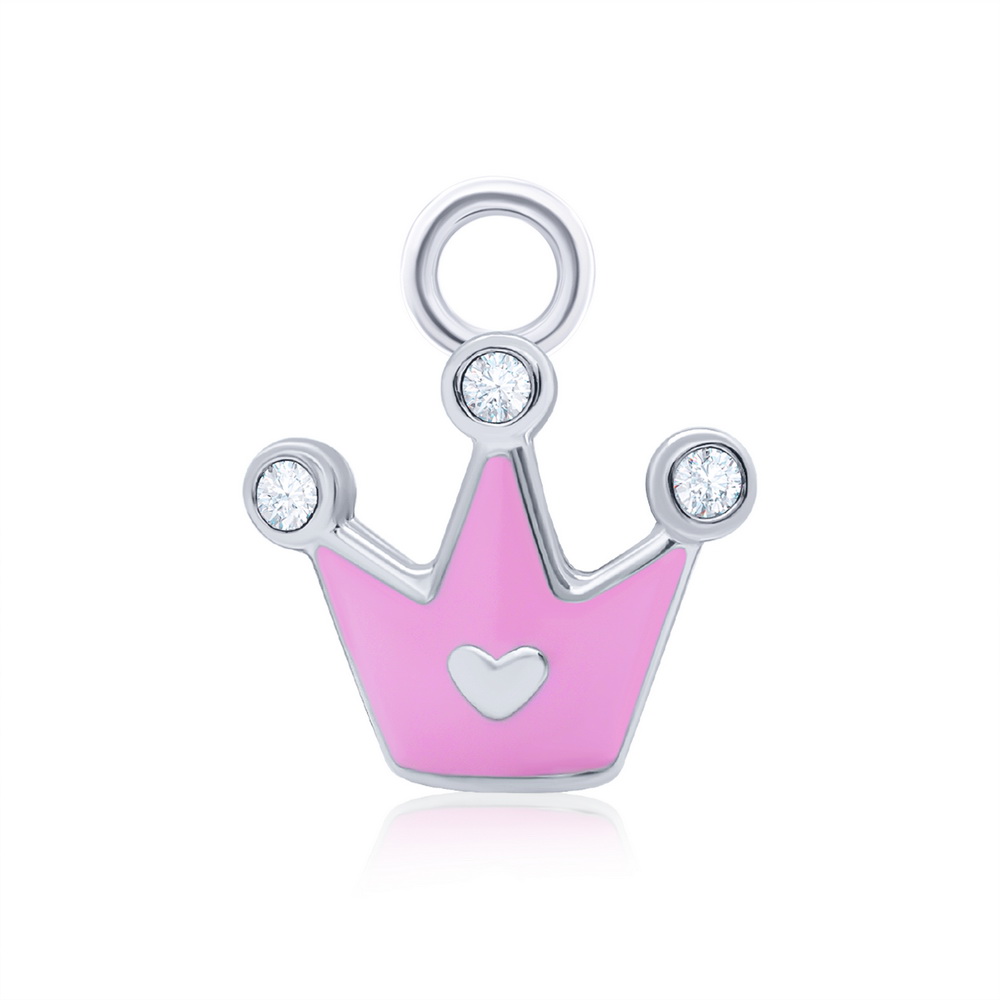 фото Подвеска для серег из серебра uma&umi корона с сердцем розовая