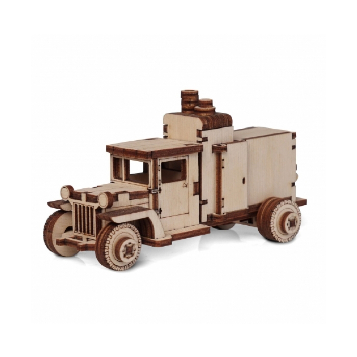 фото Конструктор деревянный 3d lemmo "грузовичок компрессор", подвижный