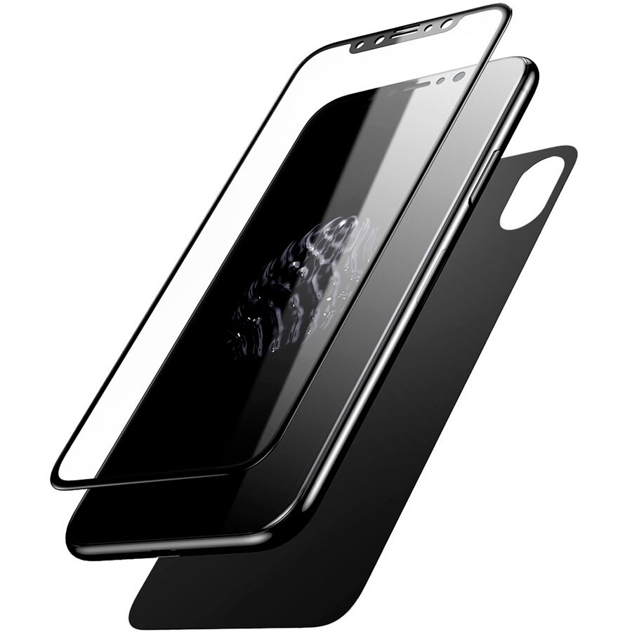 

Защитное стекло baseus sgapiphx-tz02 для iphone x, комплект, прозрачный+черная рамка