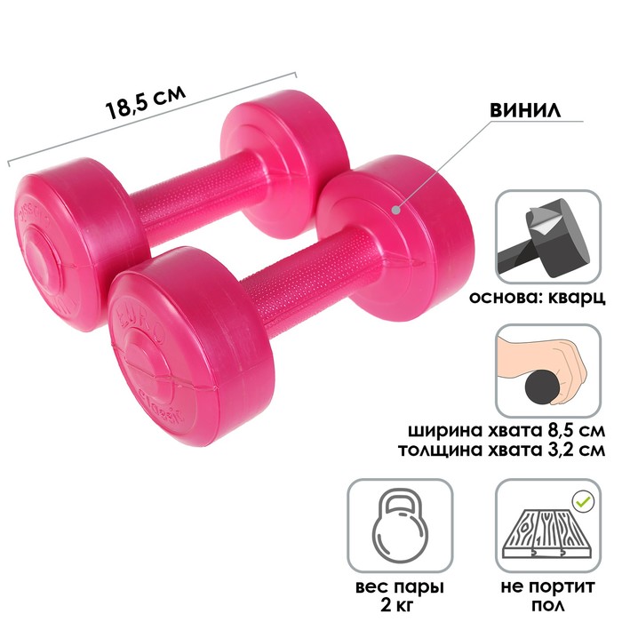 

Гантели виниловые, 2 штуки по 1 кг