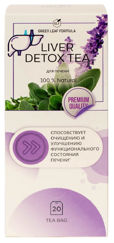 

Чай LIVER DETOX TEA Green Leaf Formula для очищения организма 20 шт., LIVER DETOX