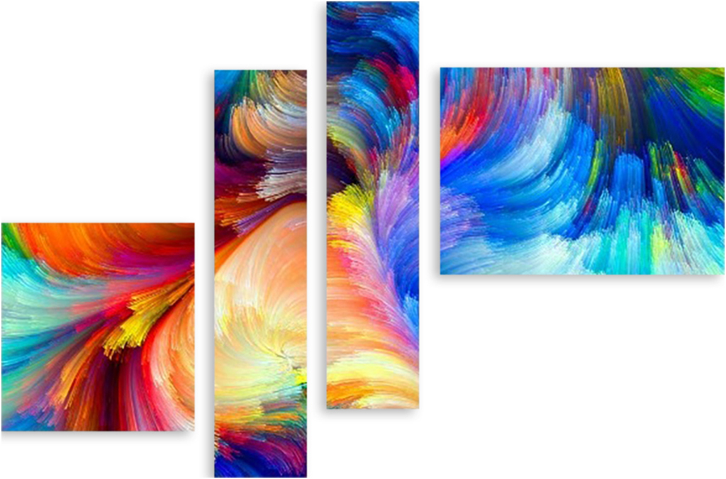 

Картина модульная на холсте Модулка Радужная абстракция 90x64 см, 3674