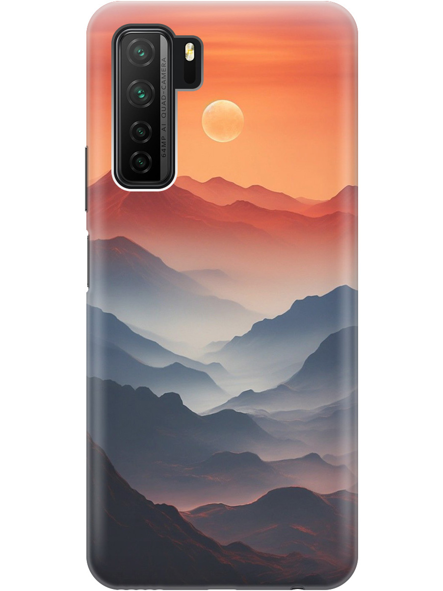 

Силиконовый чехол на Honor 30S, Huawei Nova 7 SE с принтом "Луна над горами", Прозрачный;оранжевый;черный, 722946110