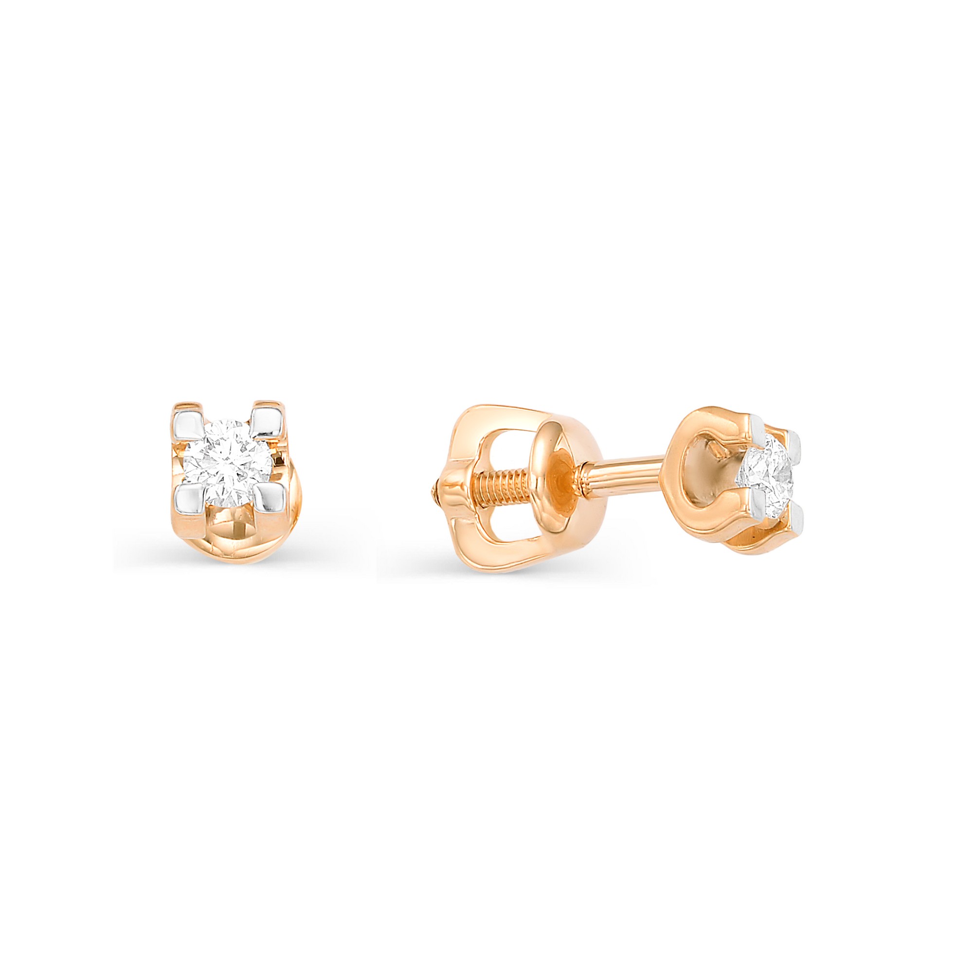 

Серьги-пусеты из красного золота с бриллиантом АЛЬКОР 22273-700, 22273-700