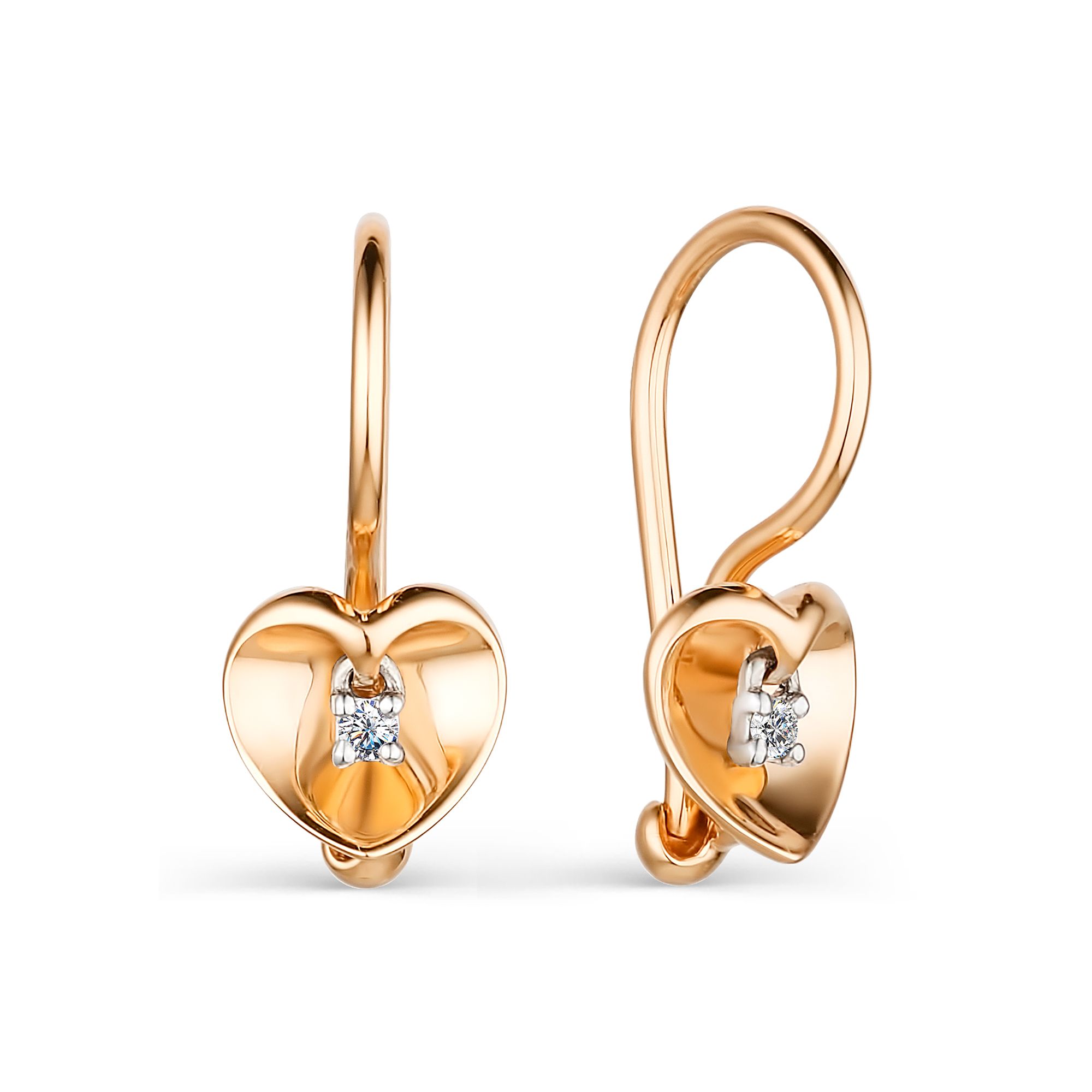 

Серьги из красного золота с бриллиантом АЛЬКОР 24004-100, 24004-100