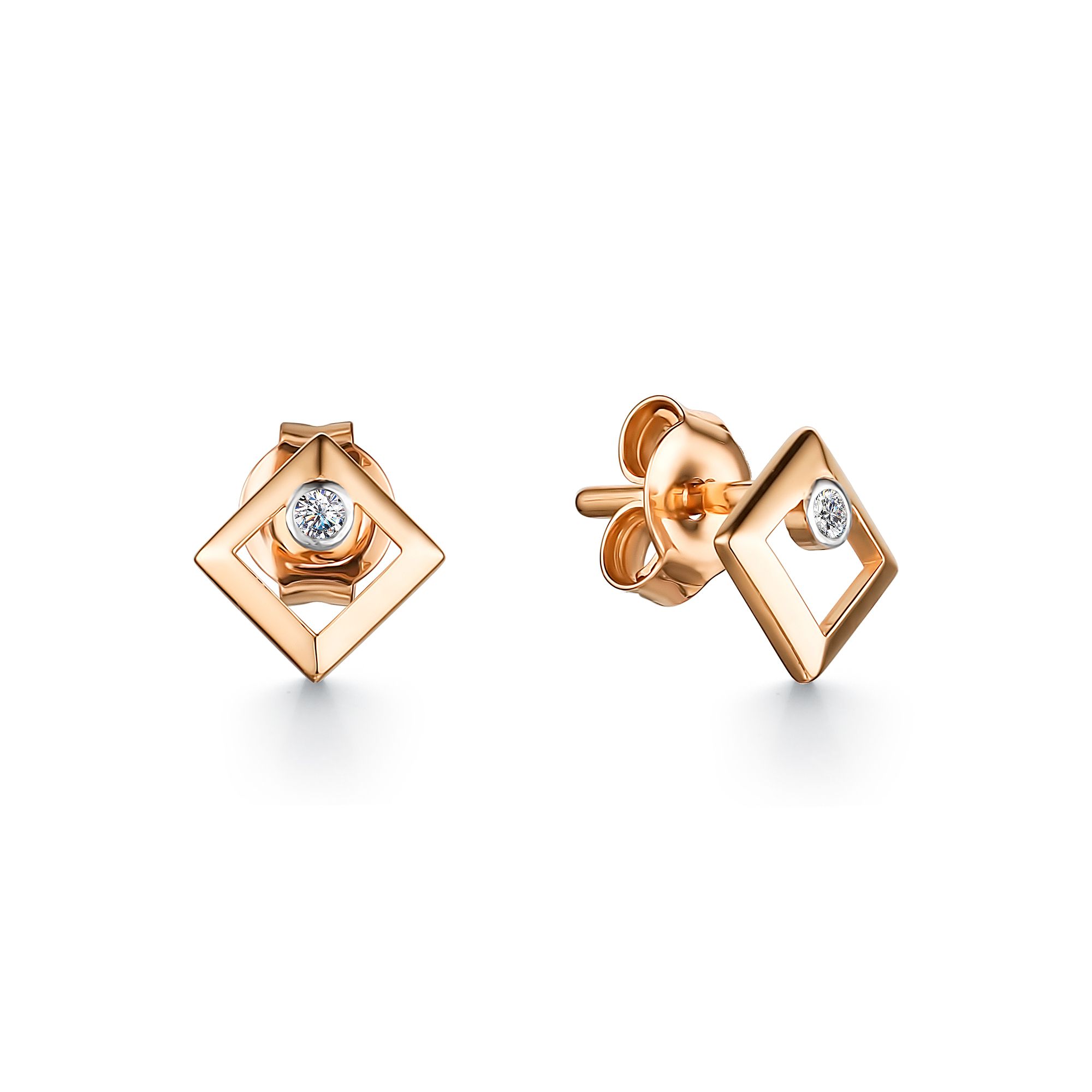 

Серьги-пусеты из красного золота с бриллиантом АЛЬКОР 24226-100, 24226-100