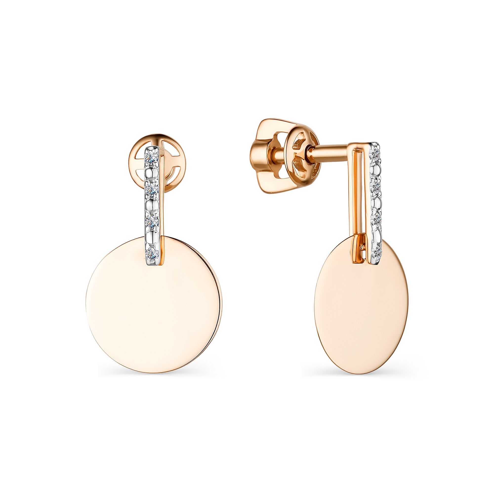 

Серьги-подвески из красного золота с бриллиантом АЛЬКОР 23968-100, 23968-100
