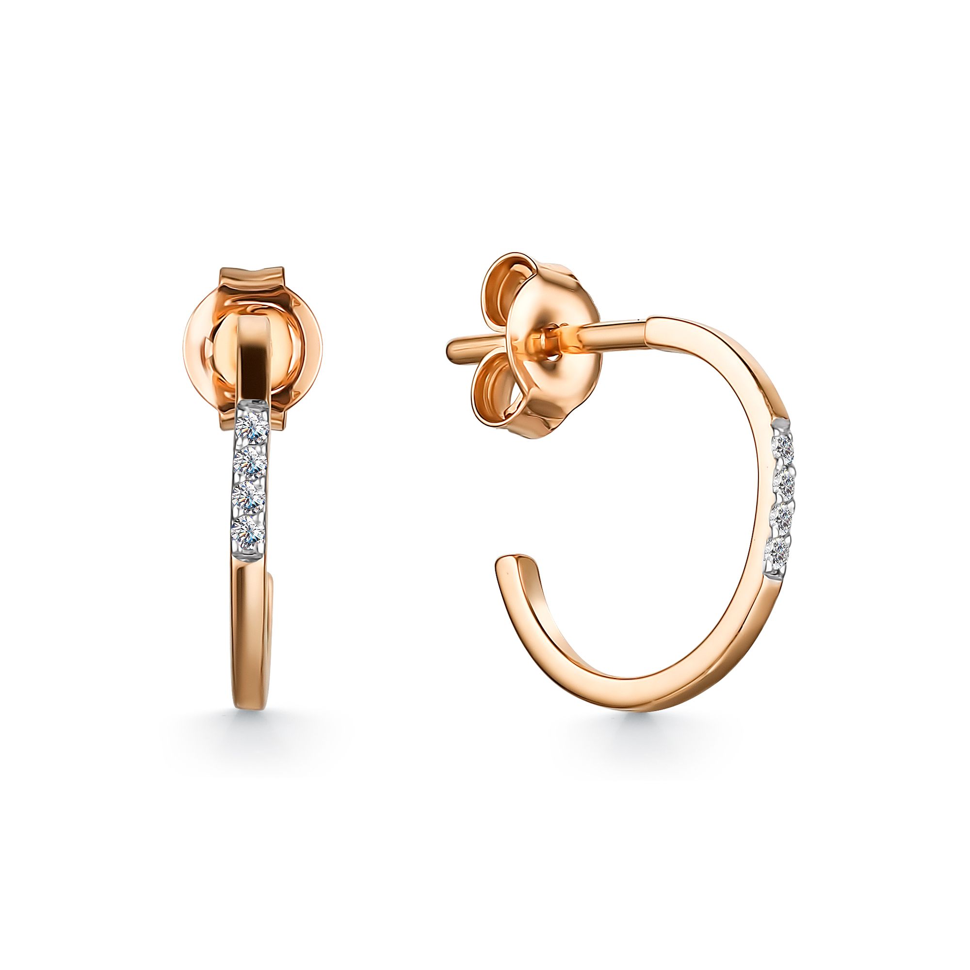 

Серьги-пусеты из красного золота с бриллиантом АЛЬКОР 24225-100, 24225-100
