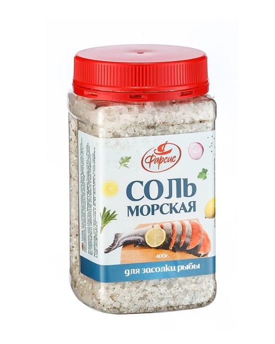 

Соль морская для засолки рыбы Фарсис, ПЭТ-банка 400 г