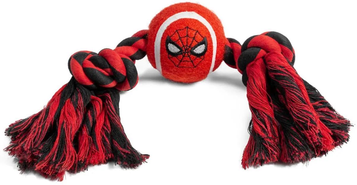 фото Игрушка для собак для собак triol marvel человек паук верёвка и мяч 31см
