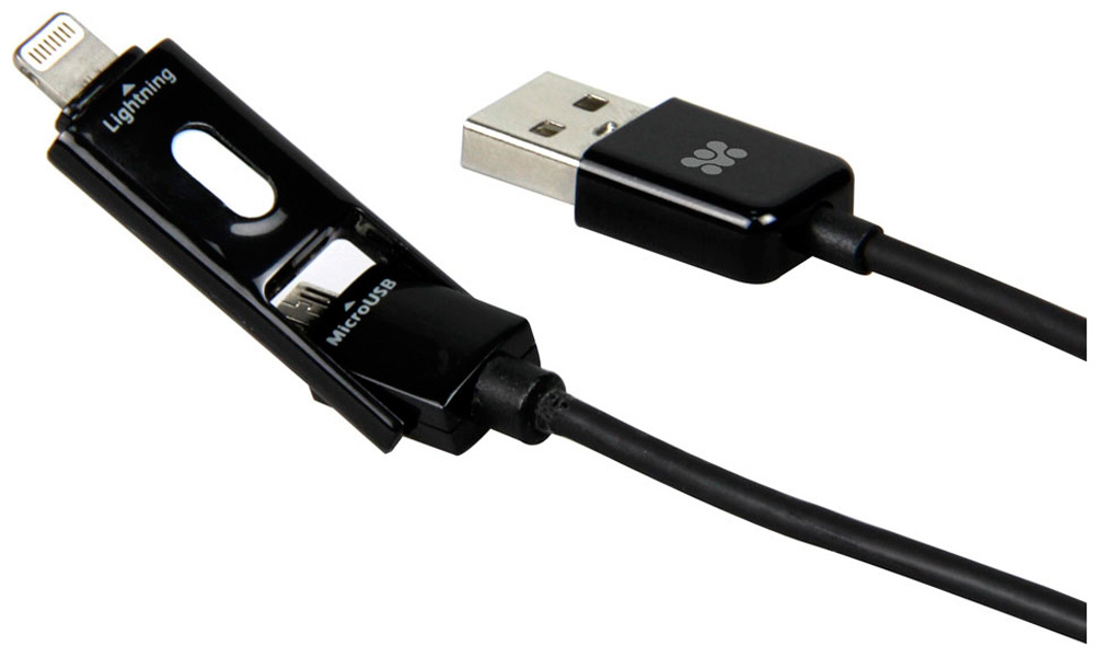 

Кабель USB-Lightning/ micro USB Promate linkMateDuo чёрный 1 м черный, linkMateDuo чёрный