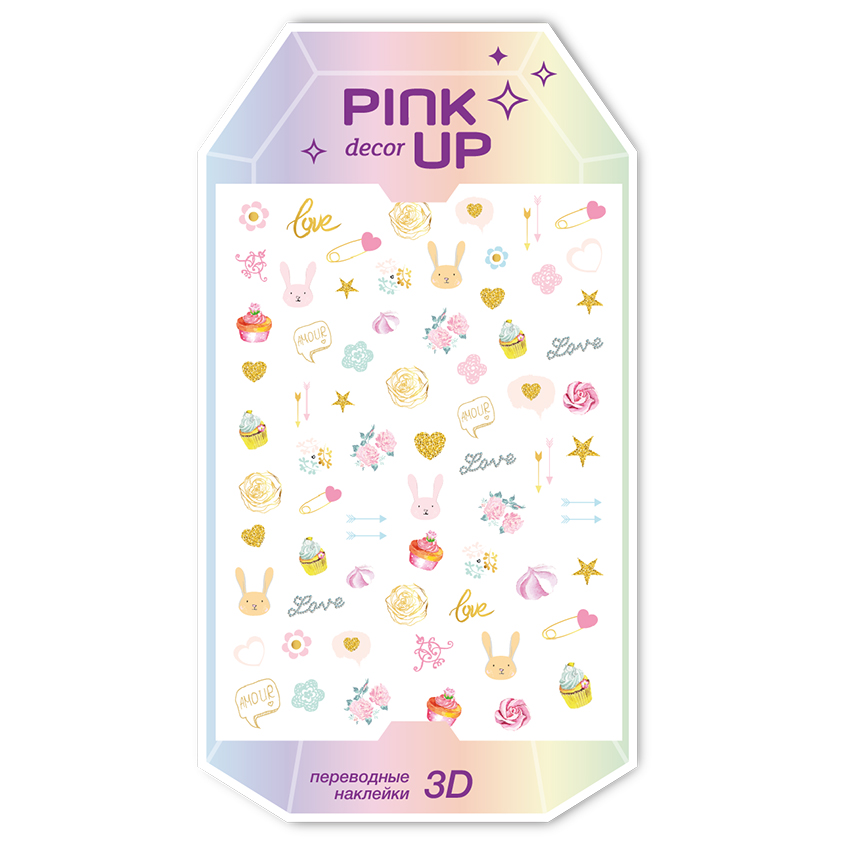 

Наклейки для ногтей PINK UP Decor 3D 91, Разноцветный