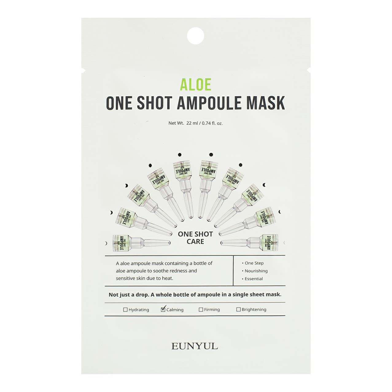 Маска тканевая для лица Eunyul One Shot Ampoule Mask с экстрактом алоэ 22 мл 70₽