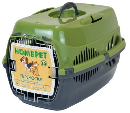 фото Переноска для животных homepet 33x43x32см оливковый, серый