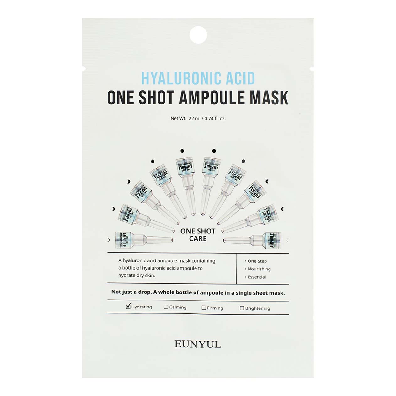 Маска тканевая для лица Eunyul One Shot Ampoule Mask с гиалуроновой кислотой 22 мл 70₽