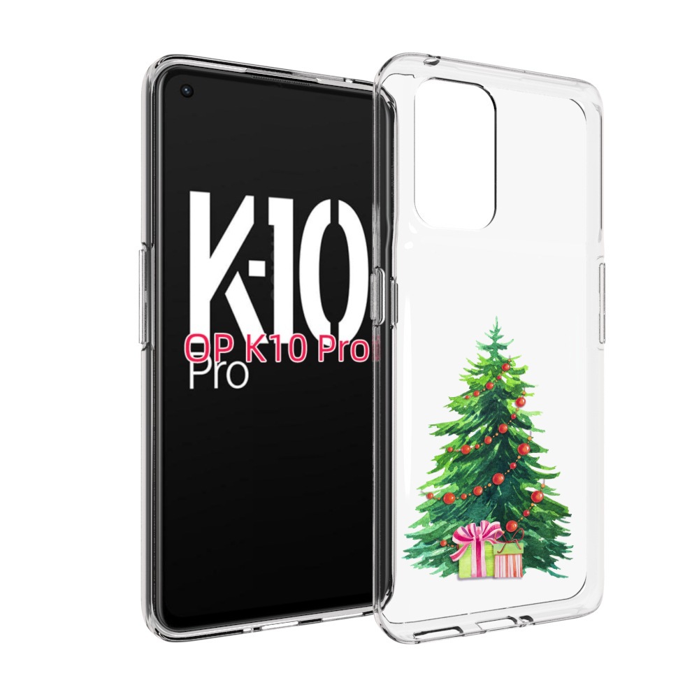 

Чехол MyPads Елка новогодняя с подарками акварель для OPPO K10 Pro, Прозрачный, Tocco