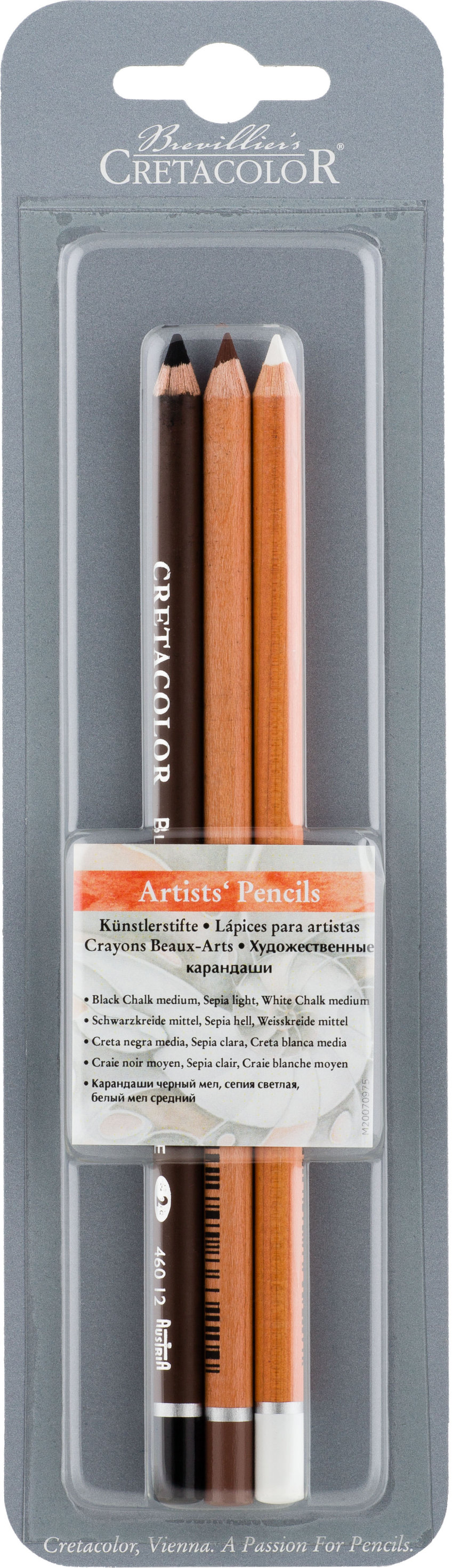 фото Набор художественных карандашей (чёрный мел, сепия светлая, белый мел) cretacolor