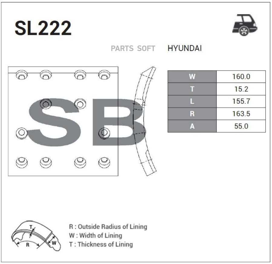 

SANGSIN BRAKE SL222 Накладка тормозная AERO TOWN NEW R2 1шт