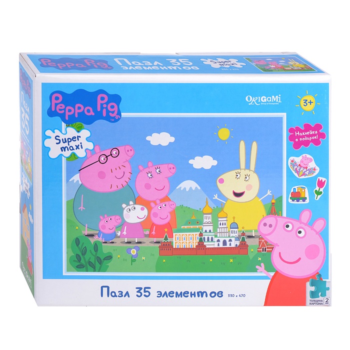 

Пазл super maxi Peppa Pig "Путешествие", 35 элементов (+ наклейки)