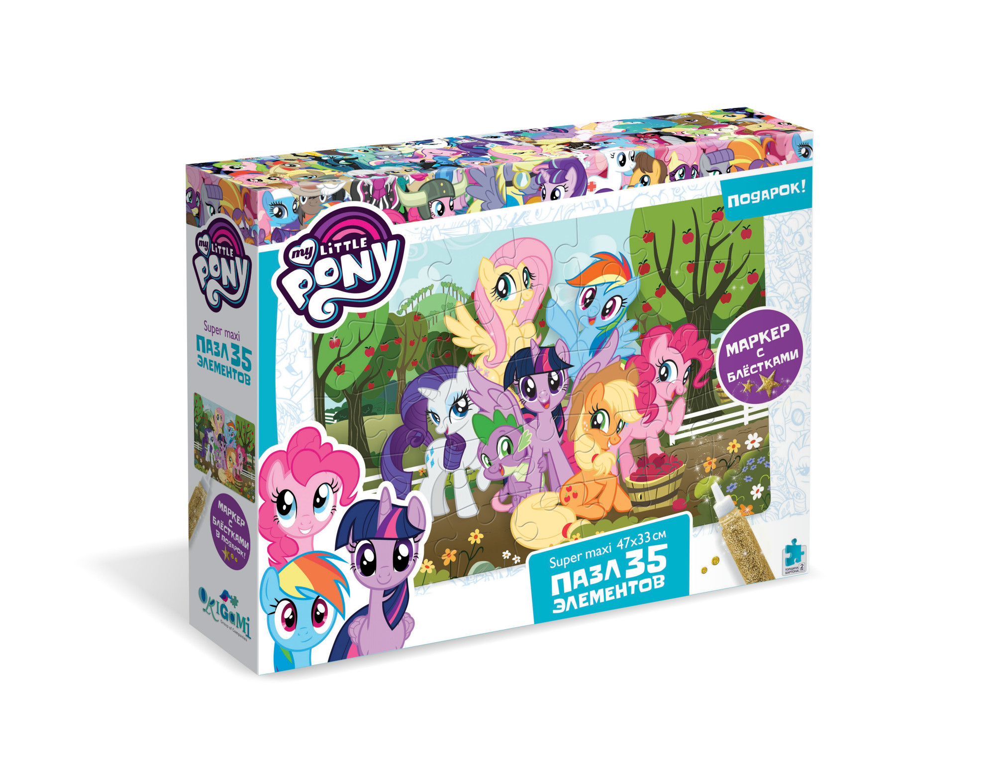 

Пазл super maxi My little pony "Урожайный год", 35 элементов (+ глиттерный маркер)