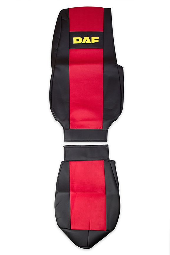 

Чехлы на сиденья DAF XF105 (новый <2012) (2 ремня) Красный ЭКО КОЖА