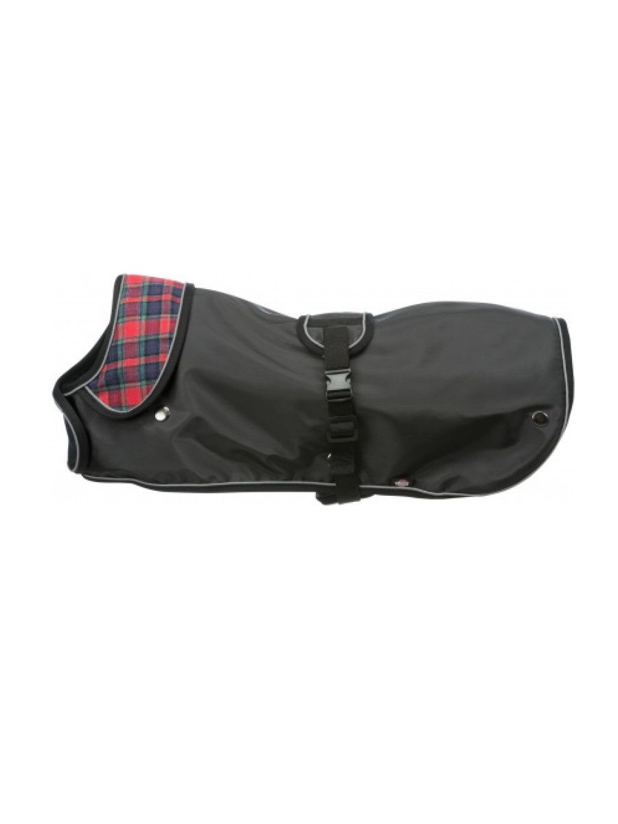 фото Пальто для собак trixie hermy, унисекс, черный, красный, s, длина спины 33 см