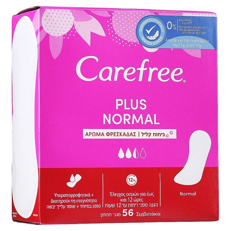 Ежедневные прокладки Carefree Plus Normal 2,5 капли легкий аромат свежести 56 шт х 1 уп урологические прокладки tena lady normal 24 шт