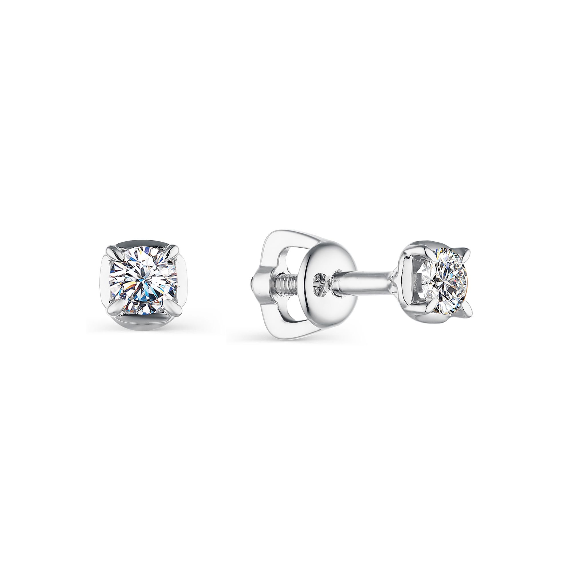 

Серьги-пусеты из белого золота с бриллиантом АЛЬКОР 23628-200, 23628-200