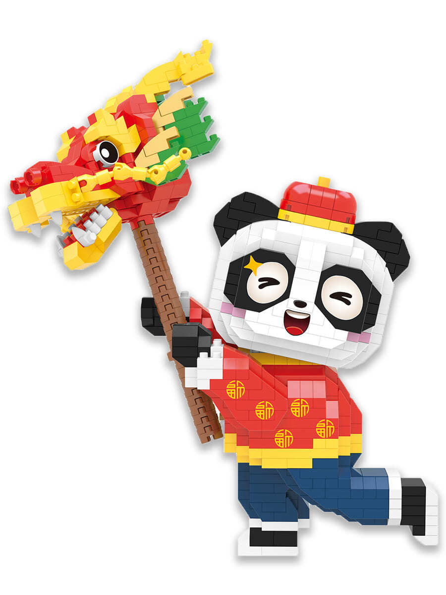 фото Конструктор wisehawk панда и дракон 935 деталей № 2734 panda and dragon keep joy series