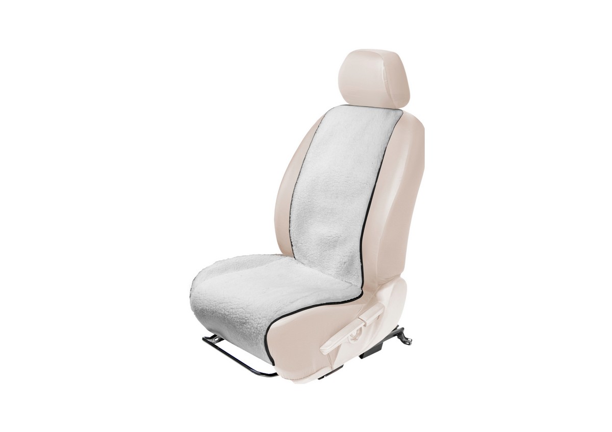 Меховая накидка на сиденье автомобиля (овчина) AutoFlex, универсальная, 1 шт, белый, 91201