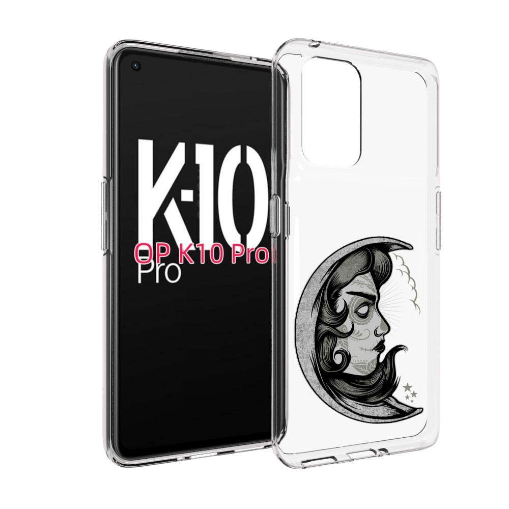 

Чехол MyPads черно белая луна с лицом для OPPO K10 Pro, Прозрачный, Tocco