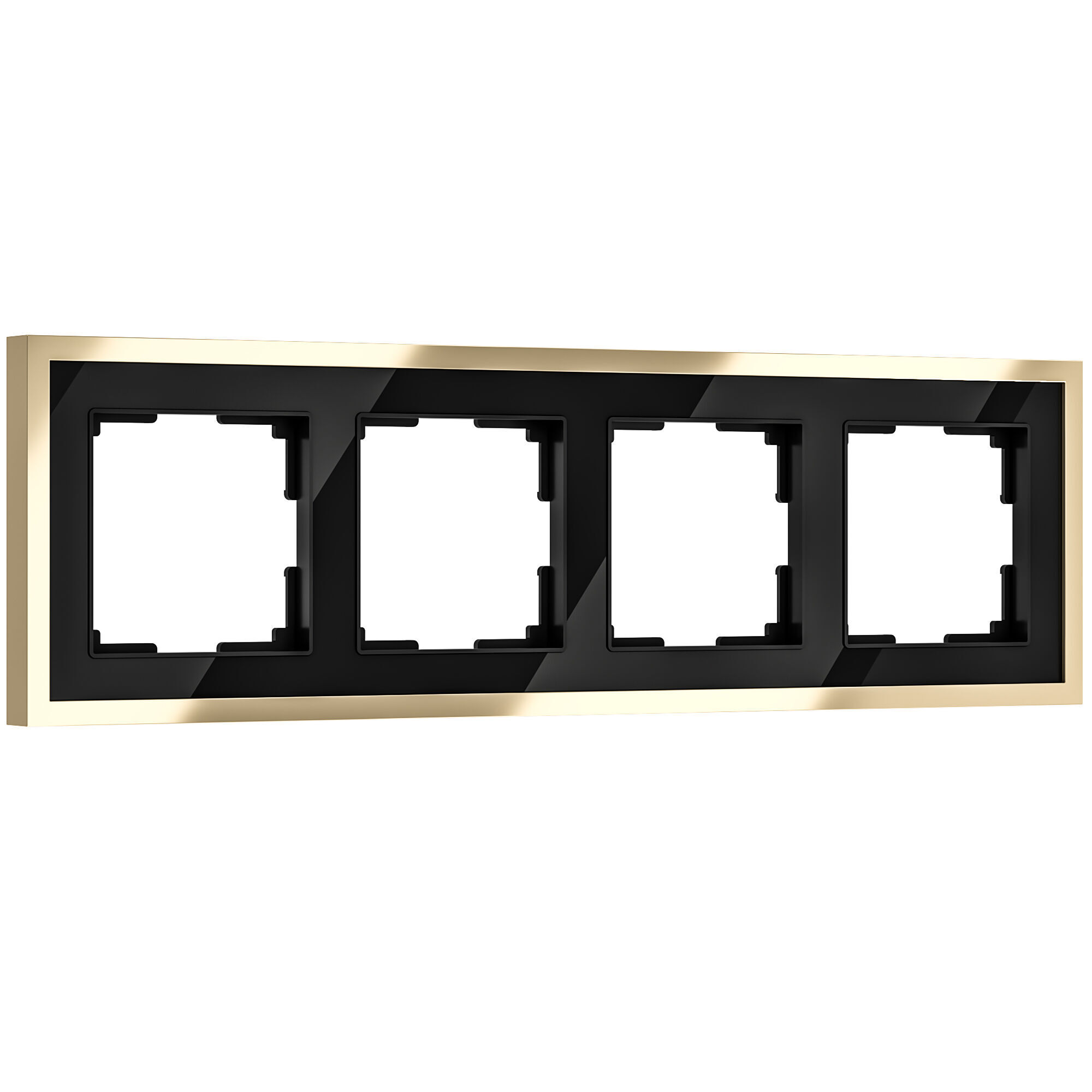 Рамка на 4 поста Werkel Baguette W0042852 черный и латунь для розетки и выключателя лицевая панель для розетки tae моно стерео аудио розетки jung a 500 a569pltww