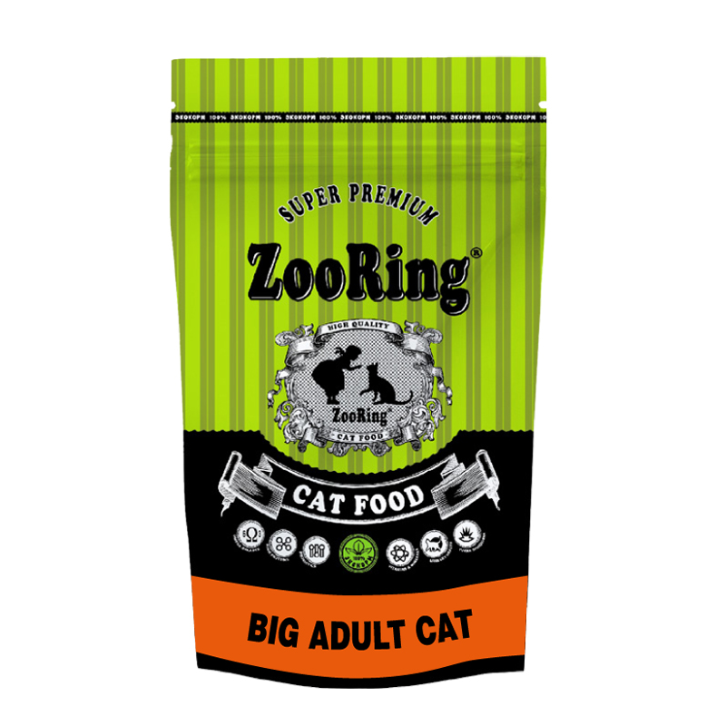Сухой корм для кошек ZooRing Big Adult Cat, домашняя птица, 1,5кг