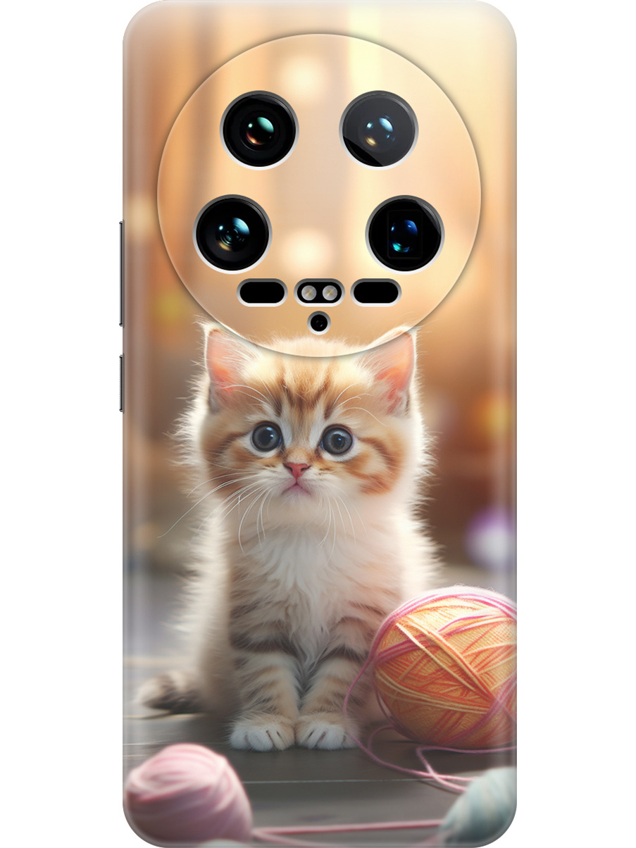 

Силиконовый чехол на Xiaomi 14 Ultra с принтом "Котик и нитки", Прозрачный;белый;желтый;розовый, 781969911