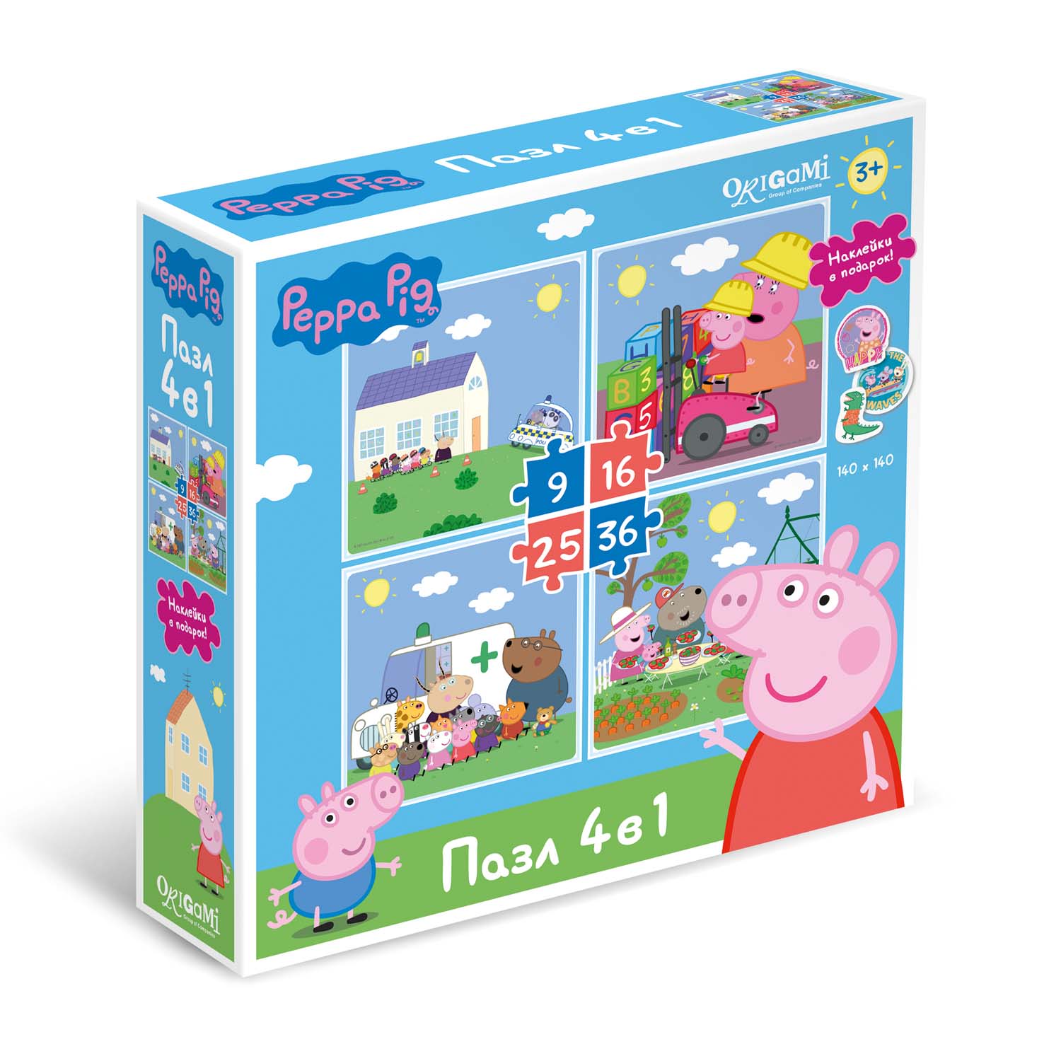 

Пазл 4 в 1 Peppa Pig "Летние деньки" + наклейки