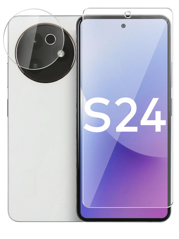 

Защитное стекло для Itel S24 на экран и камеру гибридное прозрачное, ITEL S24
