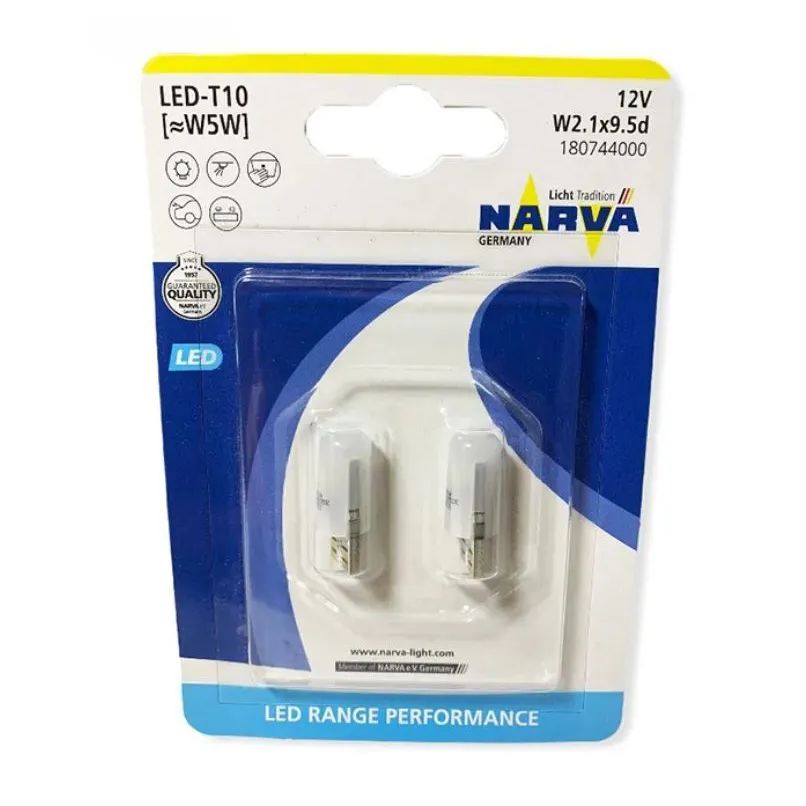 

Лампа светодиодная 12V W5W T10W W2.1x9.5d 6000K бесцокольная 5 LED блистер
