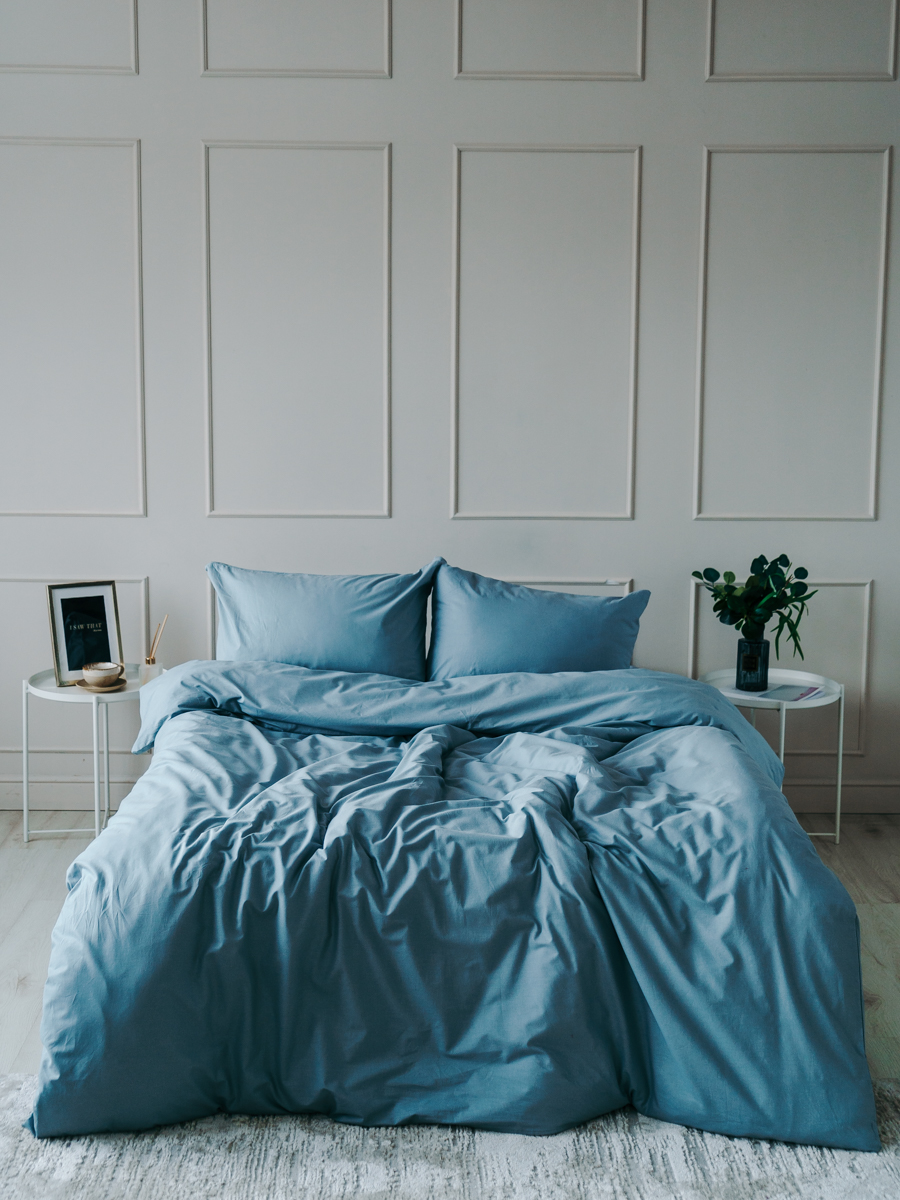 

Комплект постельного белья Павлина Sweet Sleep поплин евро серо-голубой, Sweet Sleep однотон