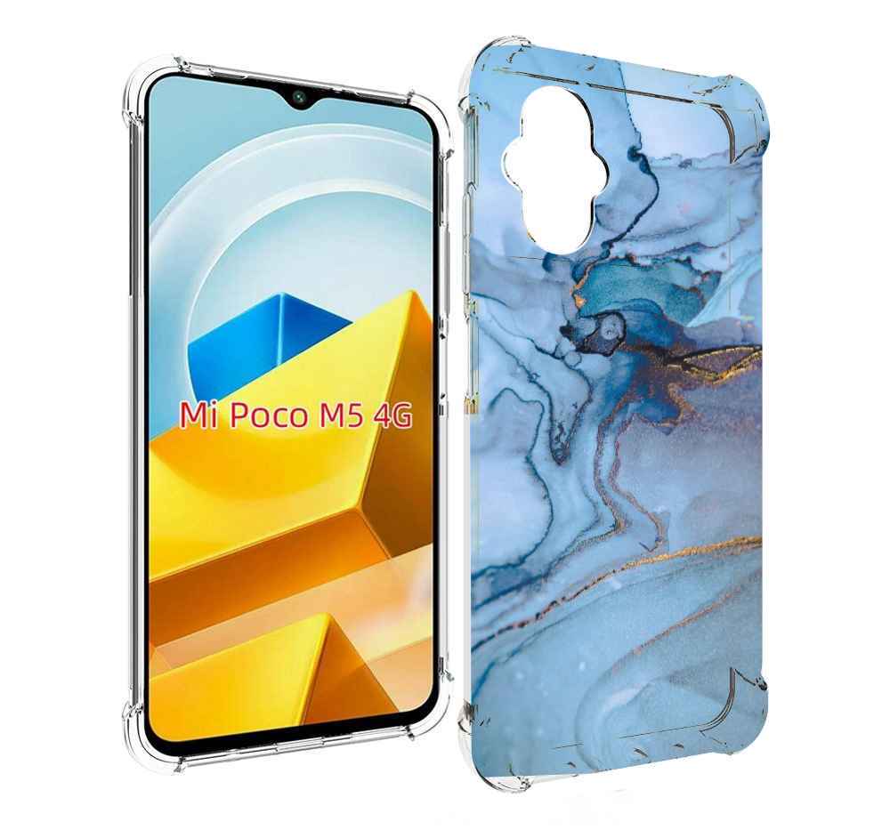 

Чехол Mypads Голубой Мрамор Для Poco M5 Противоуда, Прозрачный, Tocco
