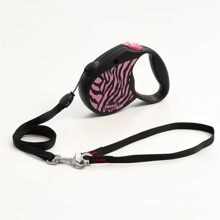 

Рулетка Flexi Safari S (до 12 кг) 5 м трос, pink Zebra