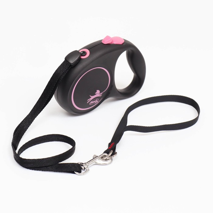 

Рулетка Flexi Black Design S (до 12 кг) 5 м трос, черный/розовый