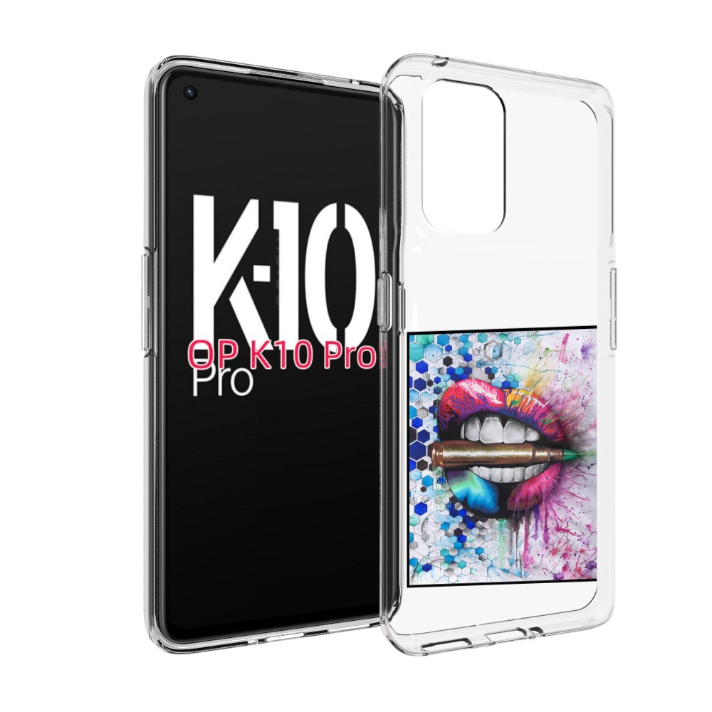 

Чехол MyPads разноцветные губы с пулей для OPPO K10 Pro, Прозрачный, Tocco