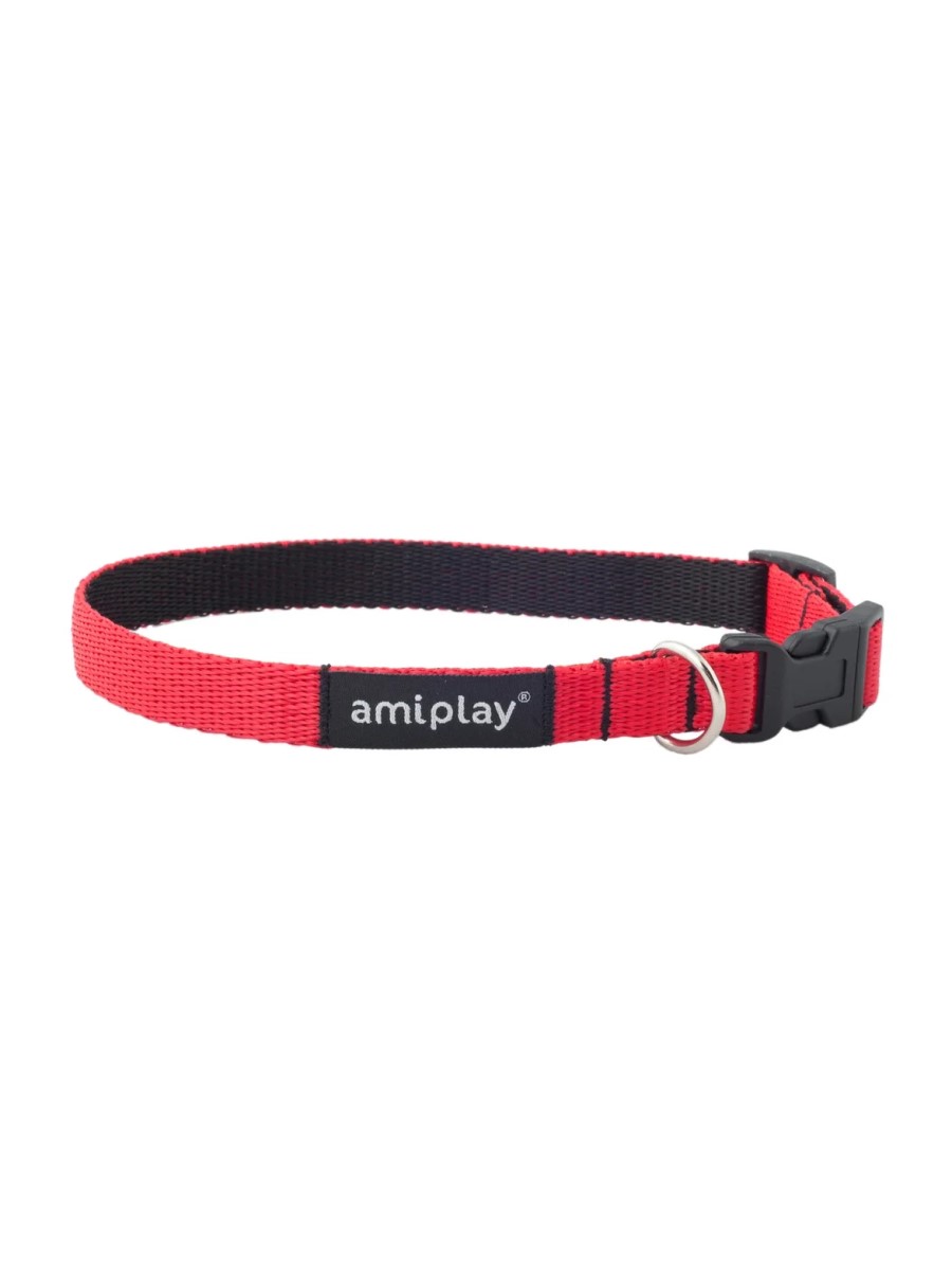 фото Ошейник для собак регулируемый amiplay twist m 25-40/1,5 см, красный