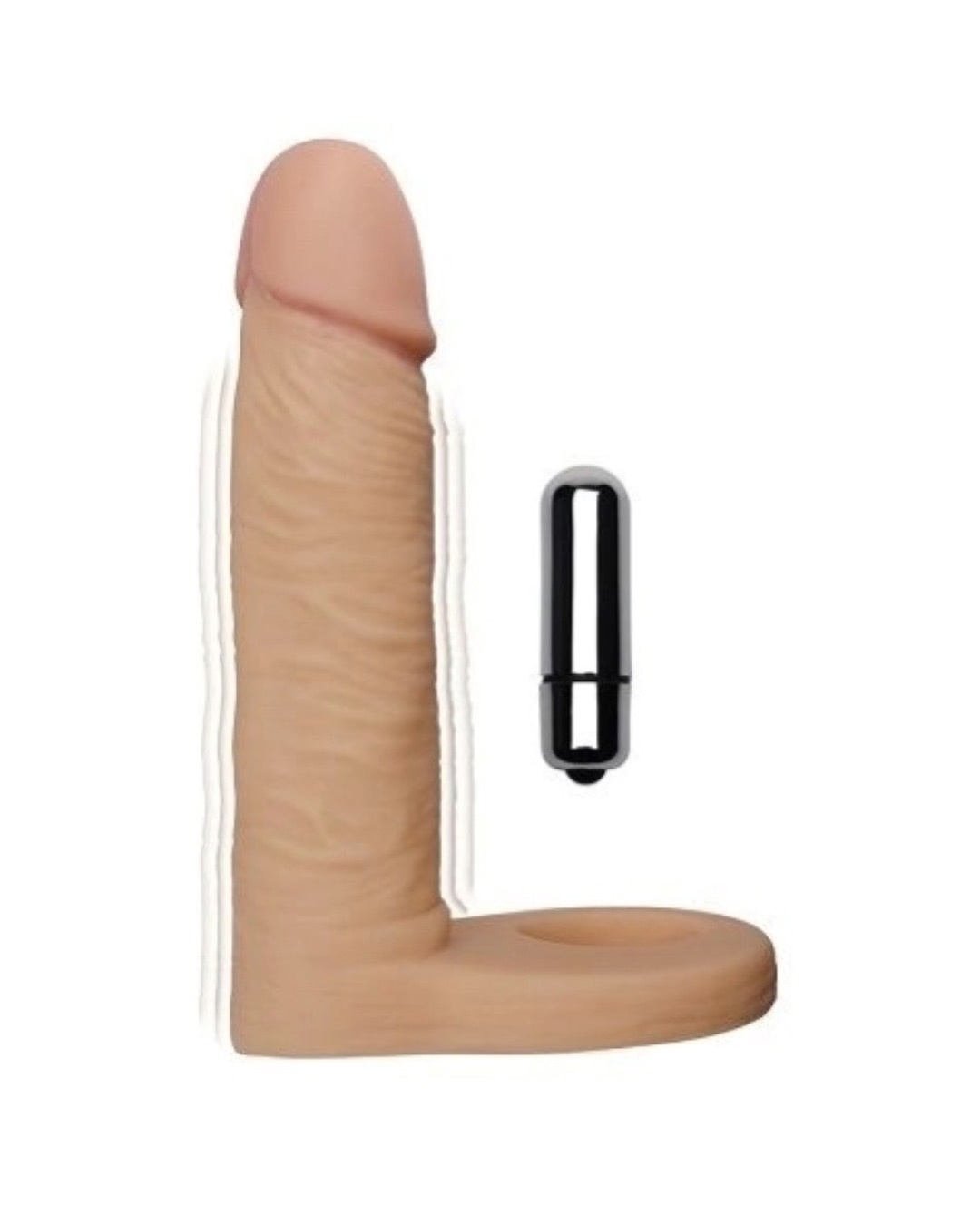 Реалистичная насадка для двойного проникновения с вибрацией - 14,7 см.