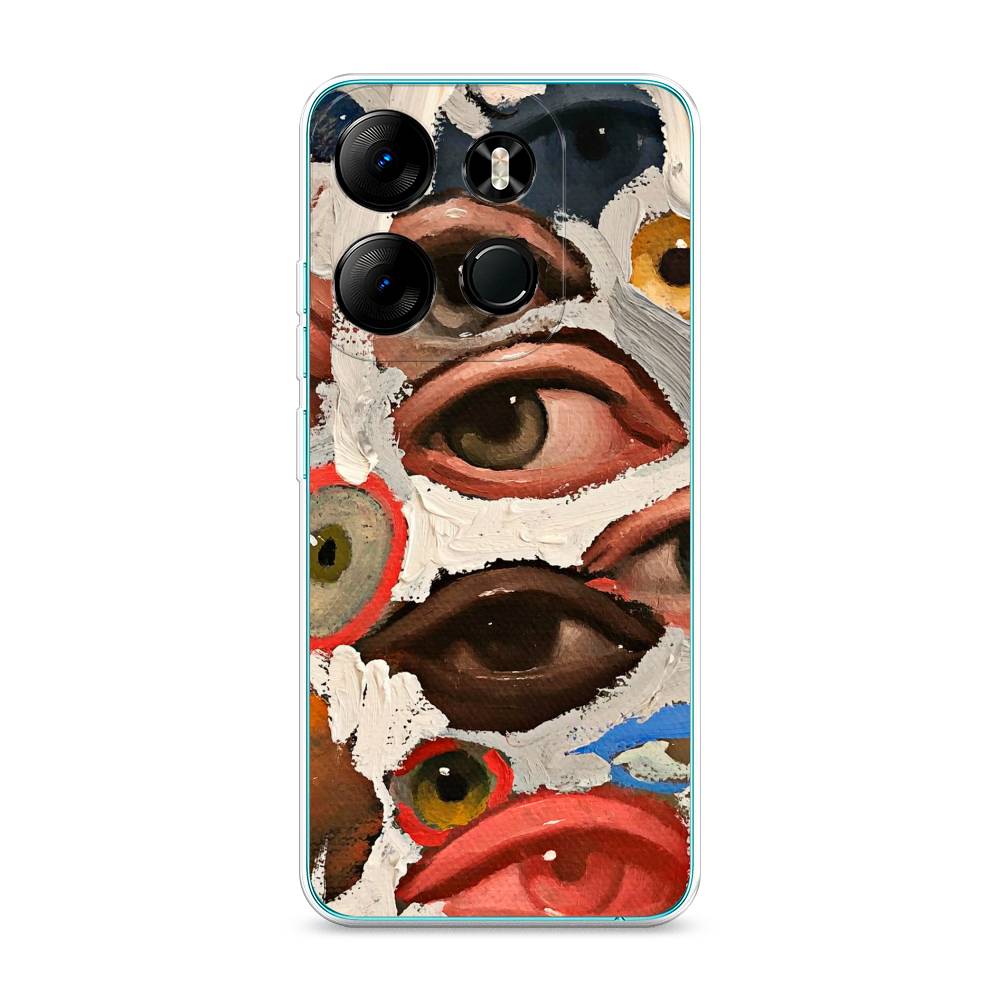 

Чехол Awog на Tecno Pop 7 Pro "Глаза масляная живопись", Серый;бежевый;красный, 303450-7